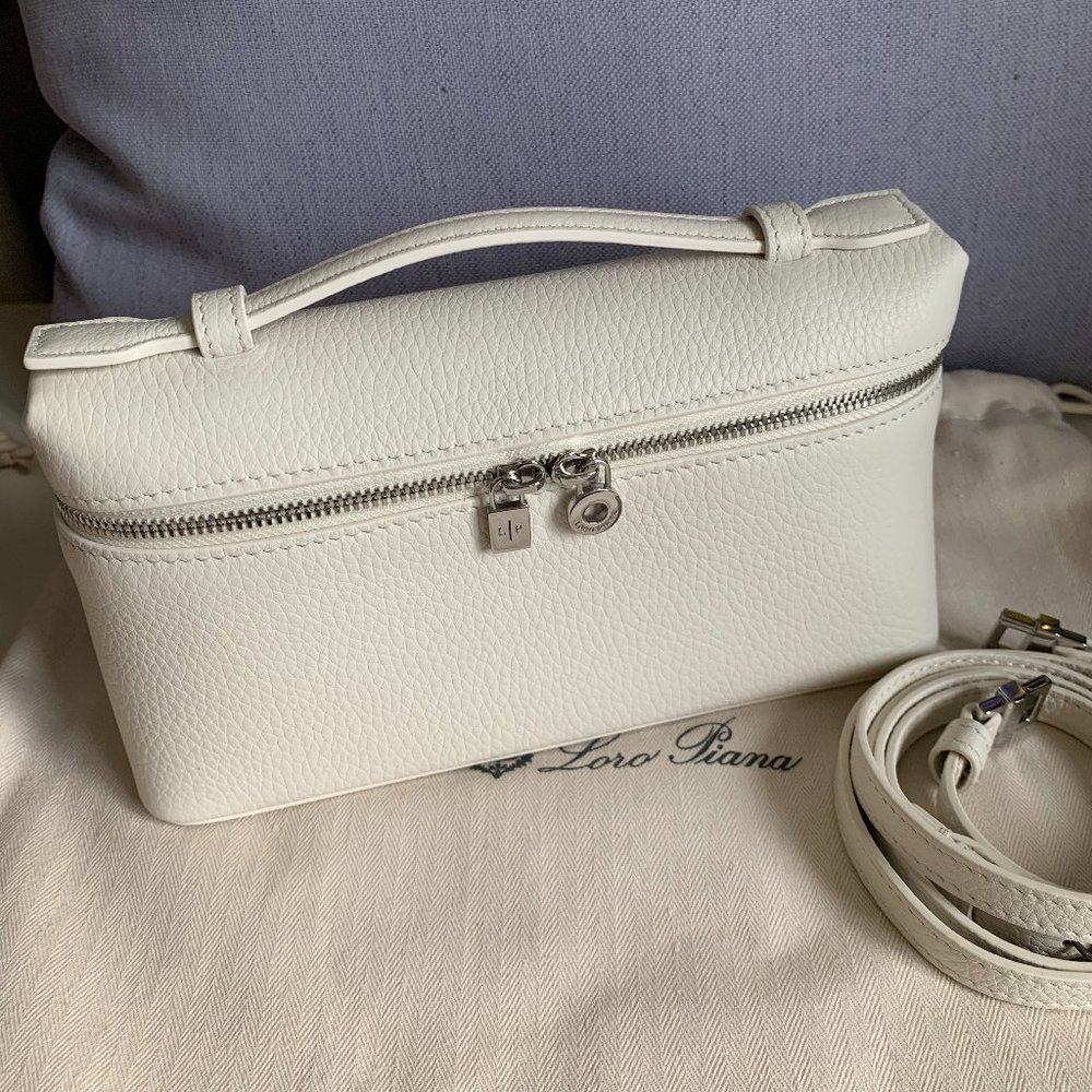 Loro Piana l19 white calfskin pounch bag